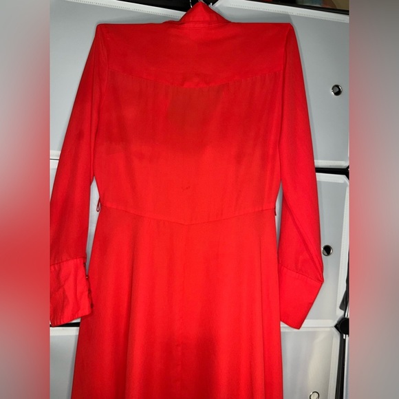 Nanette Lepore Red Dress 6 Pintuck Pleat A-line Button Down Chiffon - Picture 8 of 9